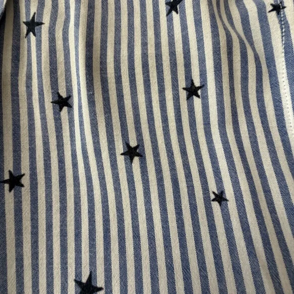 Rails Taylor Blue Stripe Navy Star Button Down Shirt Large - Picture 4 of 7